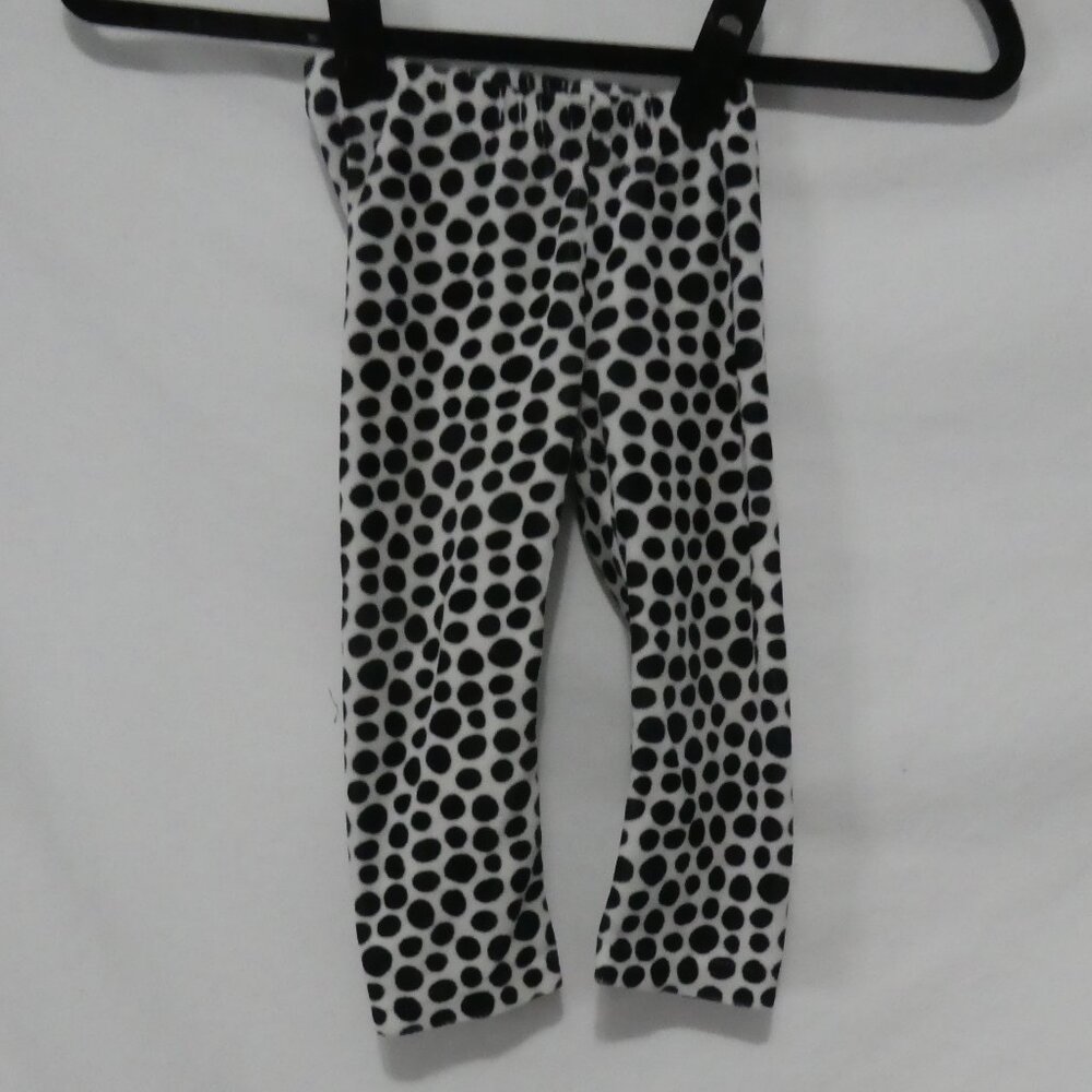 H&M - Hello Kitty | 12-18 months | Black And White Velour Polka Dot Bottoms